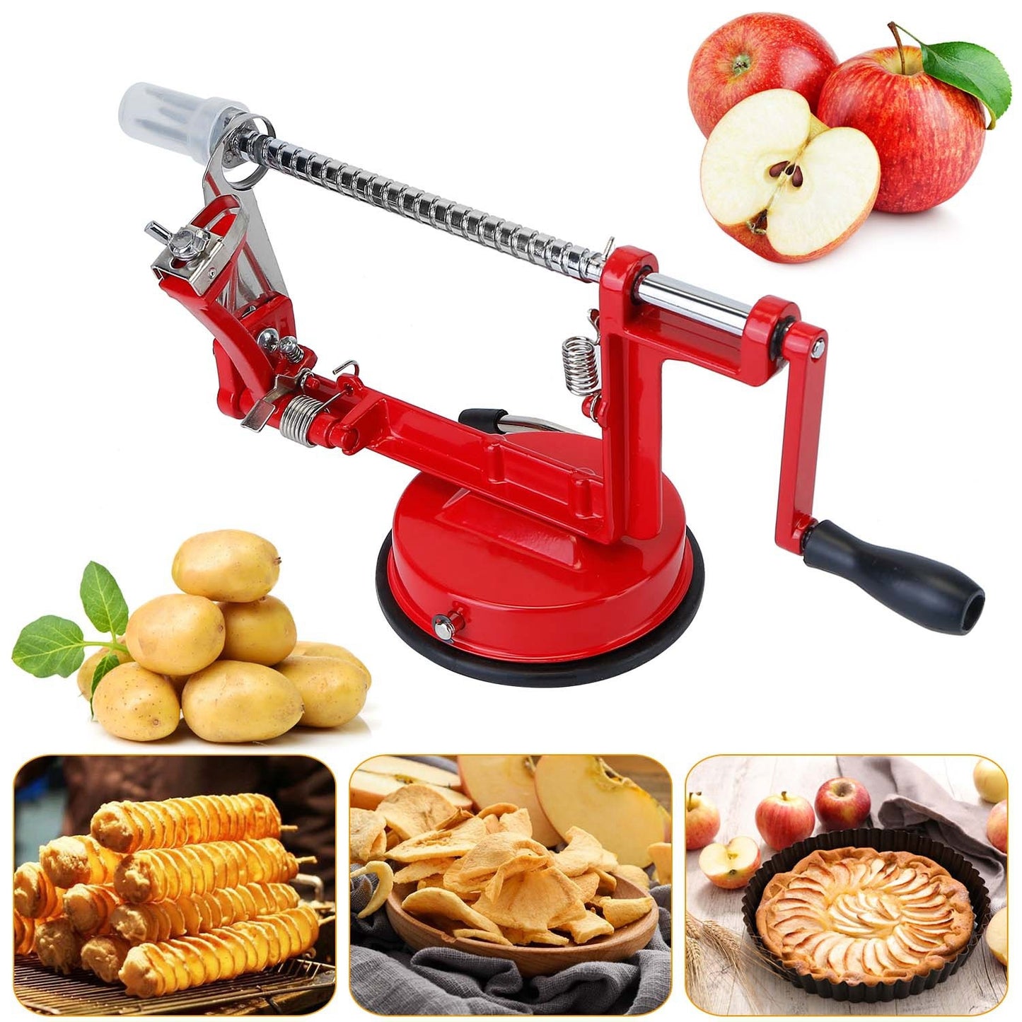 3In 1 Apple Peeler Manual Rotation Potato Fruit Core Slicer Kitchen Hand Cracking Corer