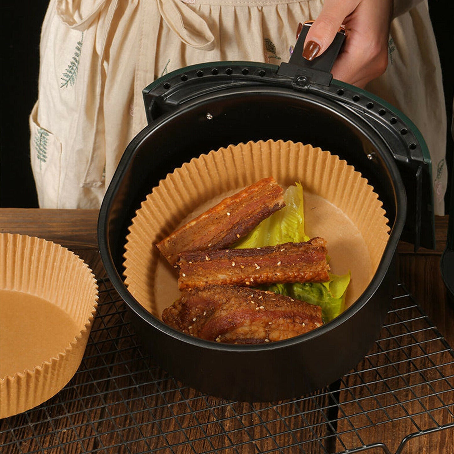 6.3IN Air Fryer Paper Liners Disposable Oven Insert Parchment Sheets Non Stick 50/100/200PCS